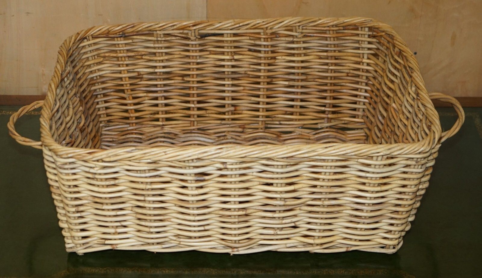 Huge Antique Victorian Wicket Basket 102cm X 60cm Extra Large Wood Fire Log Bin photo for sale
