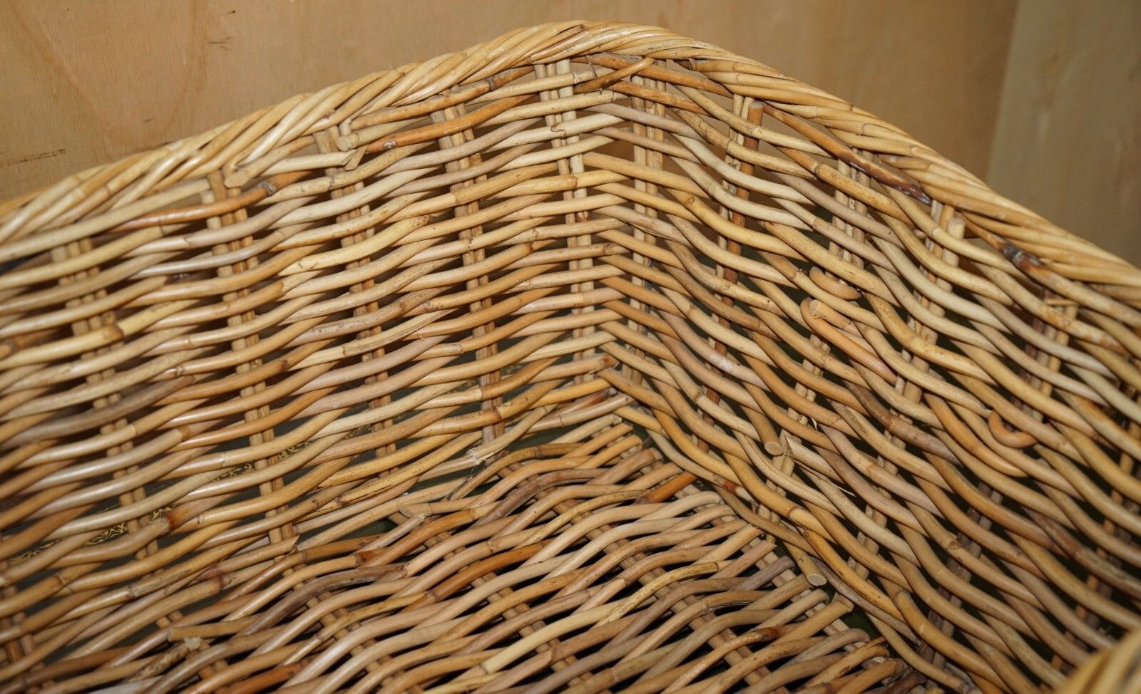 Huge Antique Victorian Wicket Basket 102cm X 60cm Extra Large Wood Fire Log Bin photo vinterior