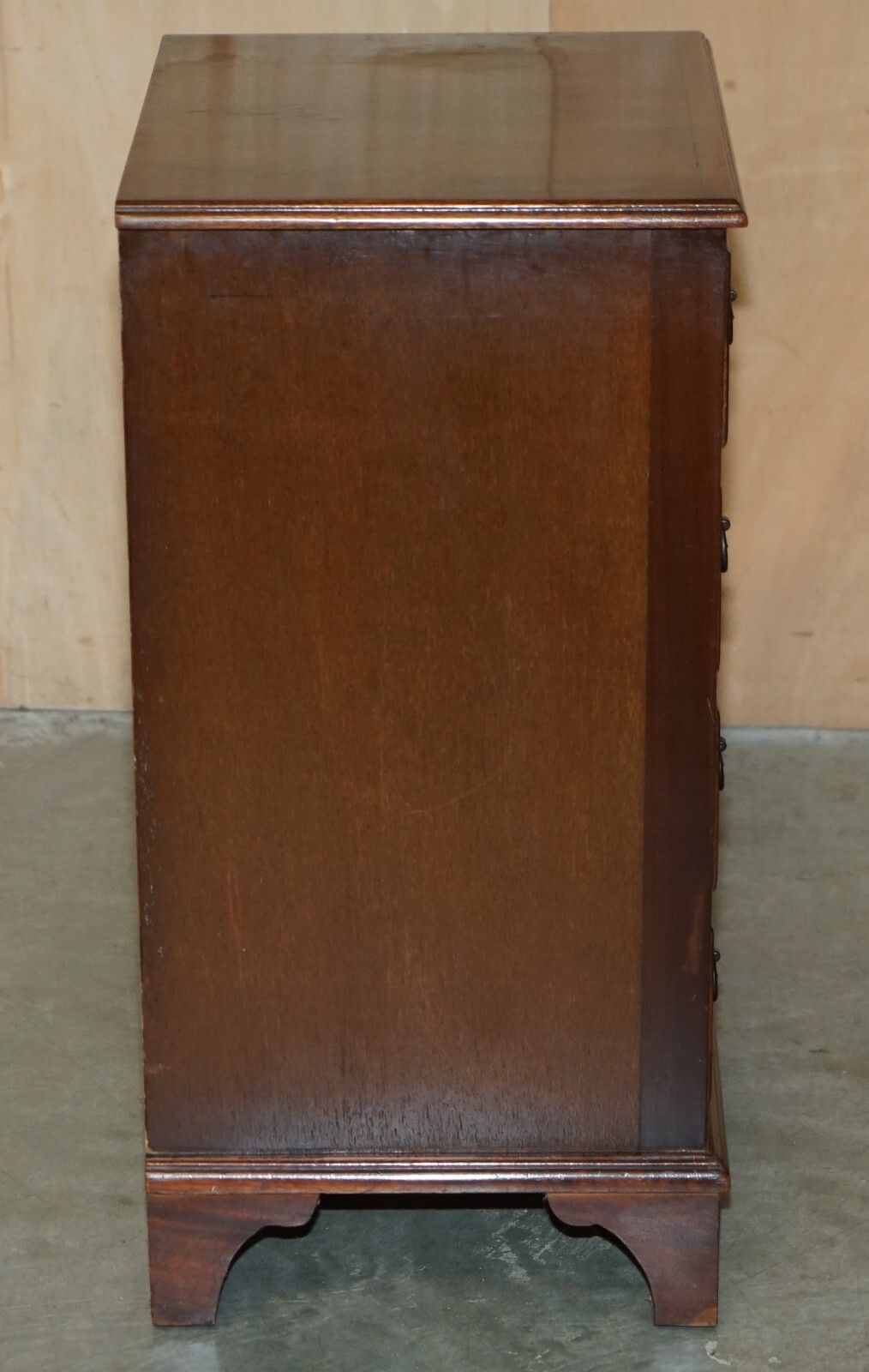 Pair Of Restored French Polished Flamed Mahogany Side Table Chest Of Drawers photo vintage