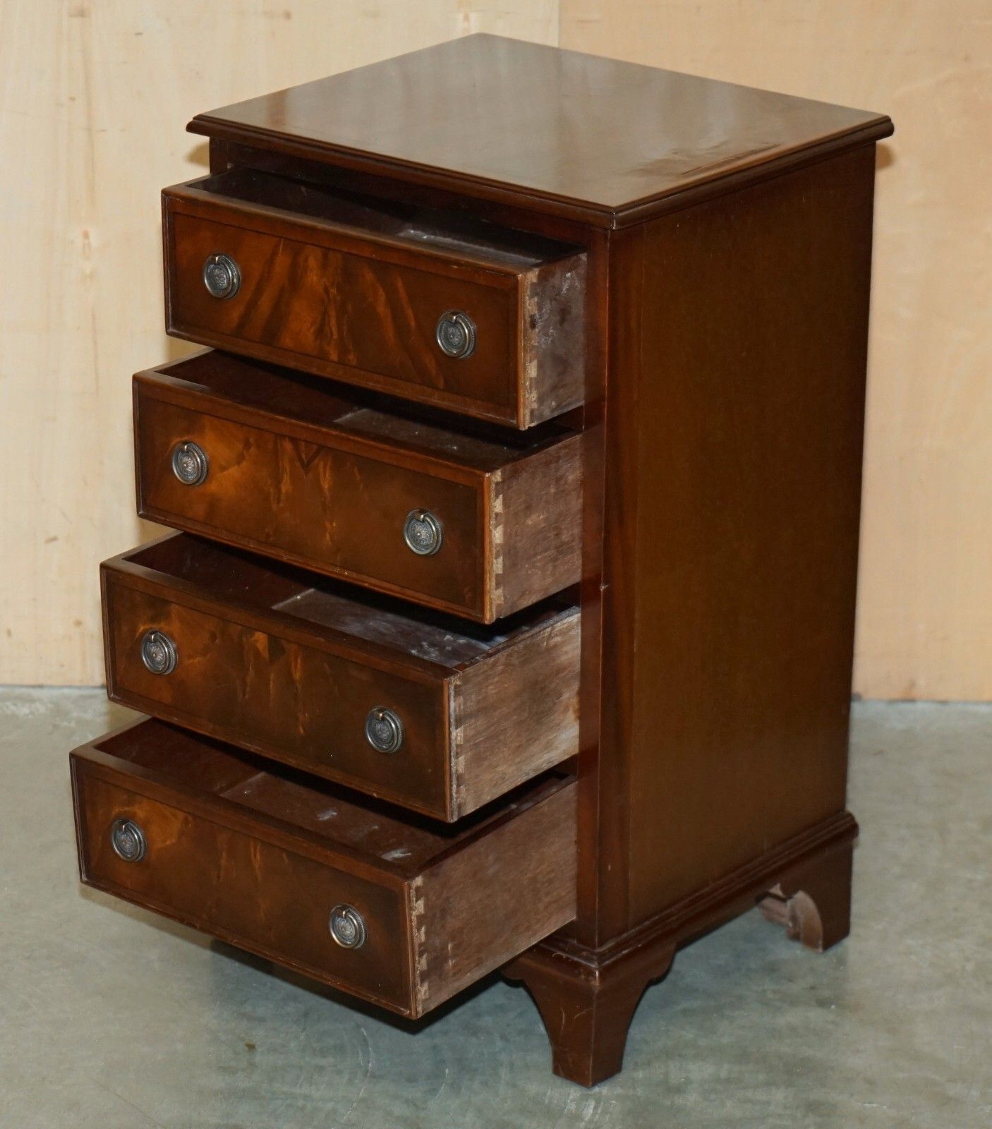 Furniture Pair Of Restored French Polished Flamed Mahogany Side Table Chest Of Drawers photo