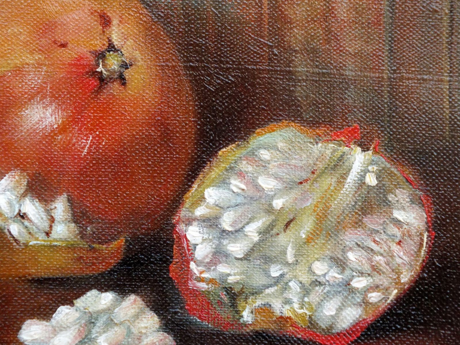 Antique Victorian Framed  Still Life Fruit Pomegranate Original Oil Painting photo Art