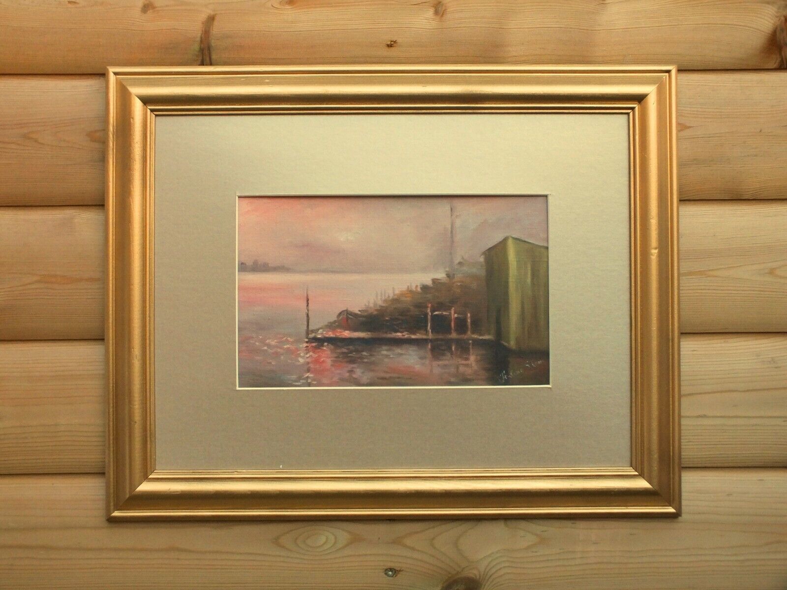 Sunset On The Thames London Antique Oil Painting Framed Signed Original photo furniture