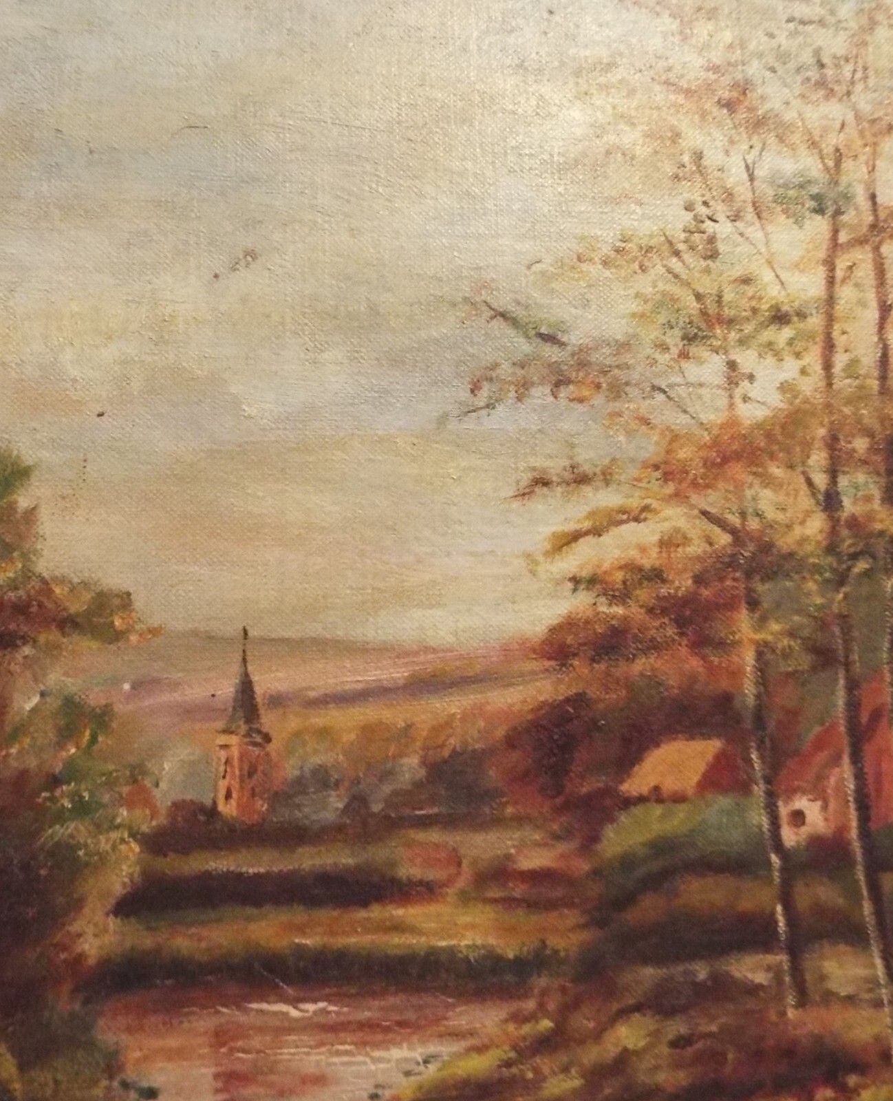 Antique Vintage Victorian  Landscape Original Oil Painting Framed Gold Frame photo 190.0