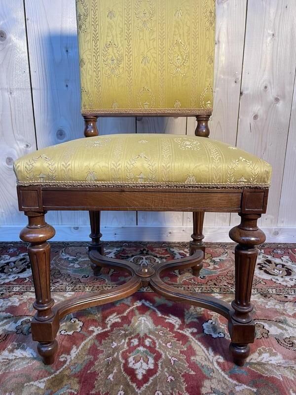 Suite De 6 Chaises Napoléon III En Noyer Et Tissu photo 1260.0