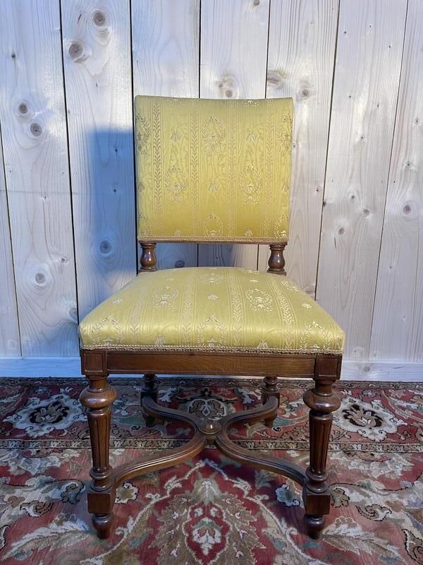 Suite De 6 Chaises Napoléon III En Noyer Et Tissu photo vinterior