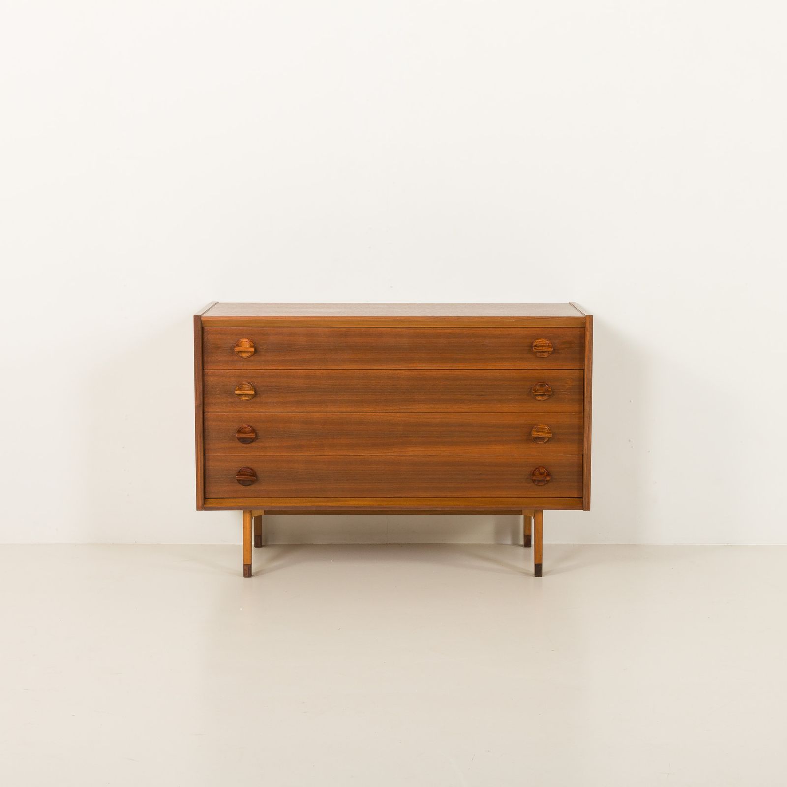 Italian Mid Century Extra Wide Walnut Chest Of Drawers With Sculptural Handles, 1960s photo 1436.0