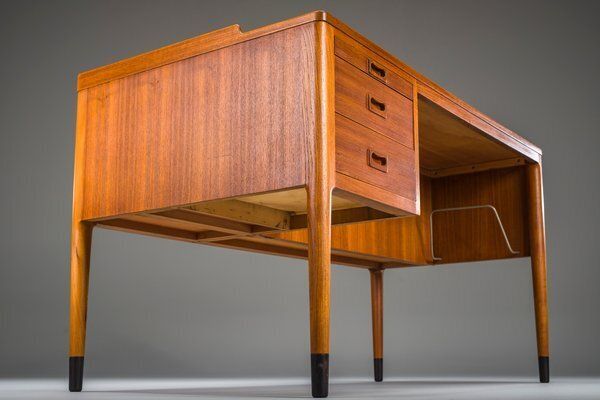 photo furniture Scandinavian Modern Teak Writing Desk Attributed To H. Brockmann Petersen For Poul M. Jessen, 1960s