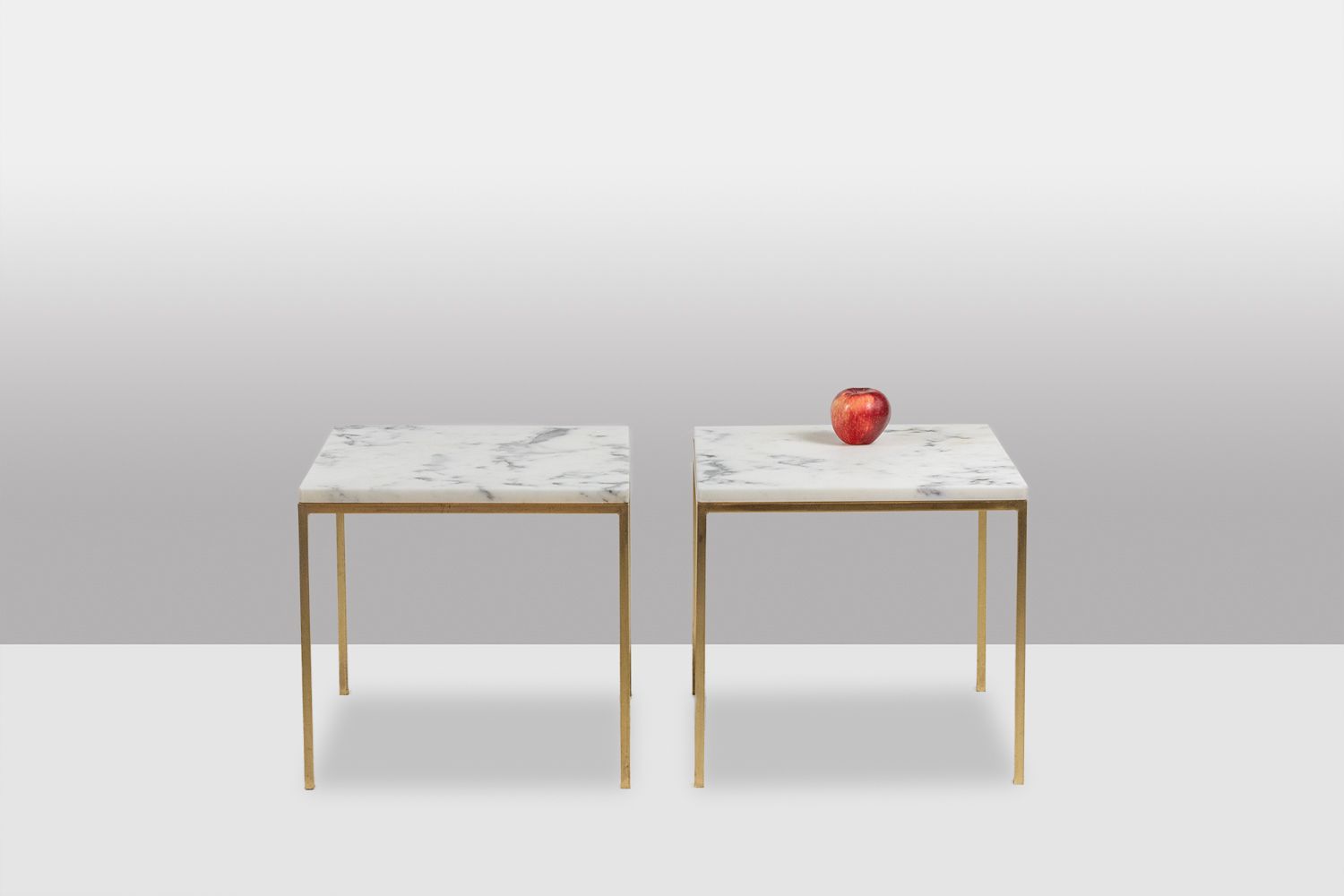 Pair Of End Tables In Marble And Gilded Bronze. 1970s. photo furniture