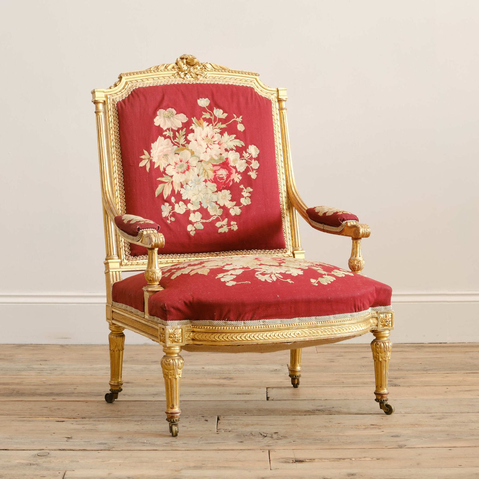 Furniture 19th Century Carved Giltwood Armchair Att' Holland & Sons photo
