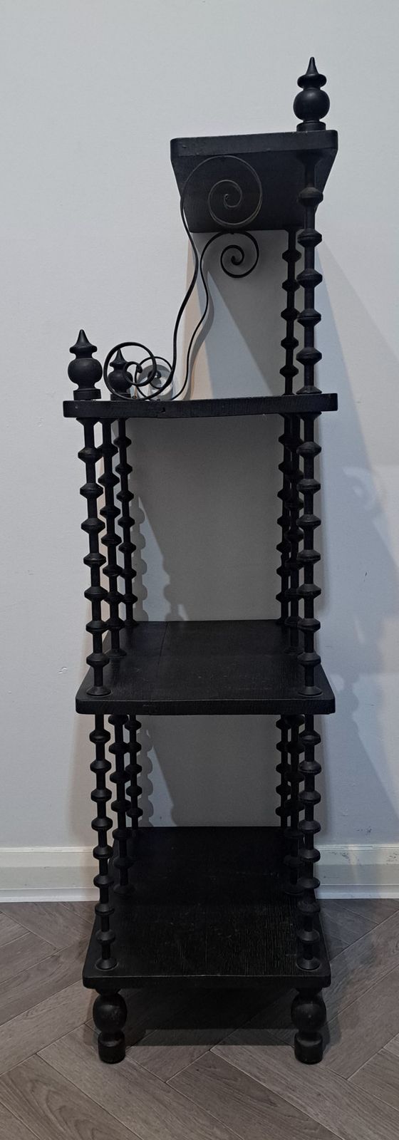French Napoleon III Ebonised Bobbin Etergere Stand photo vinterior