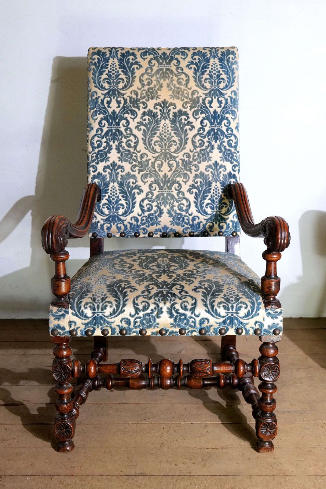 Early 18th C French Carved Walnut Open Arm Chair photo furniture