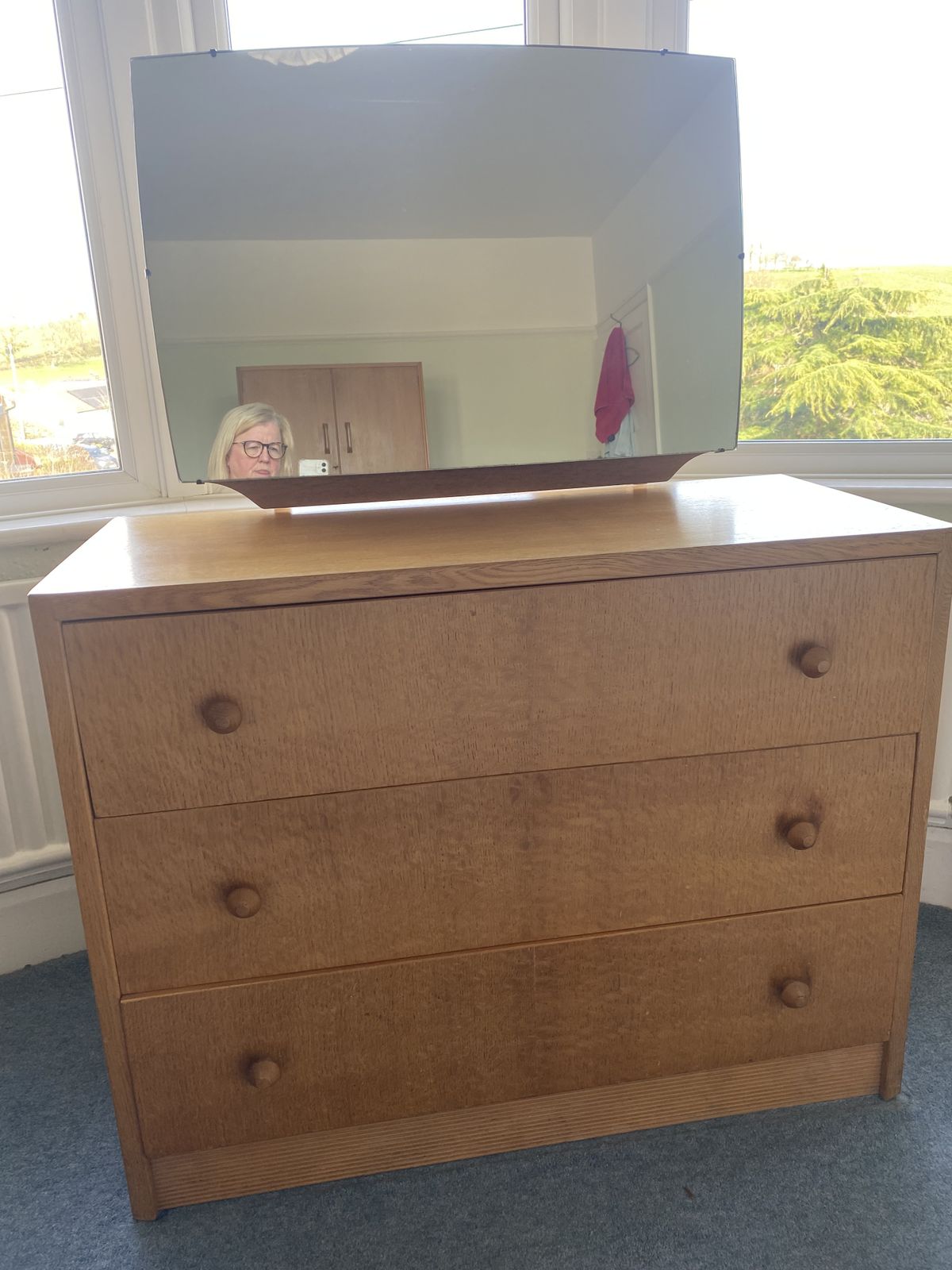 Vintage Mid Century Drawers With Mirror photo furniture