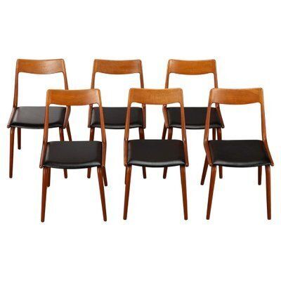 Mid Century #370 Boomerang Chairs In Teak Attributed To E. Christensen For Slagelse, 1962, Set Of 6