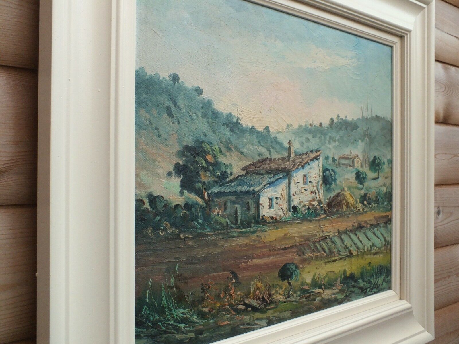French  Impressionist Farmhouse Landscape Original Vintage Oil Painting Framed photo buy