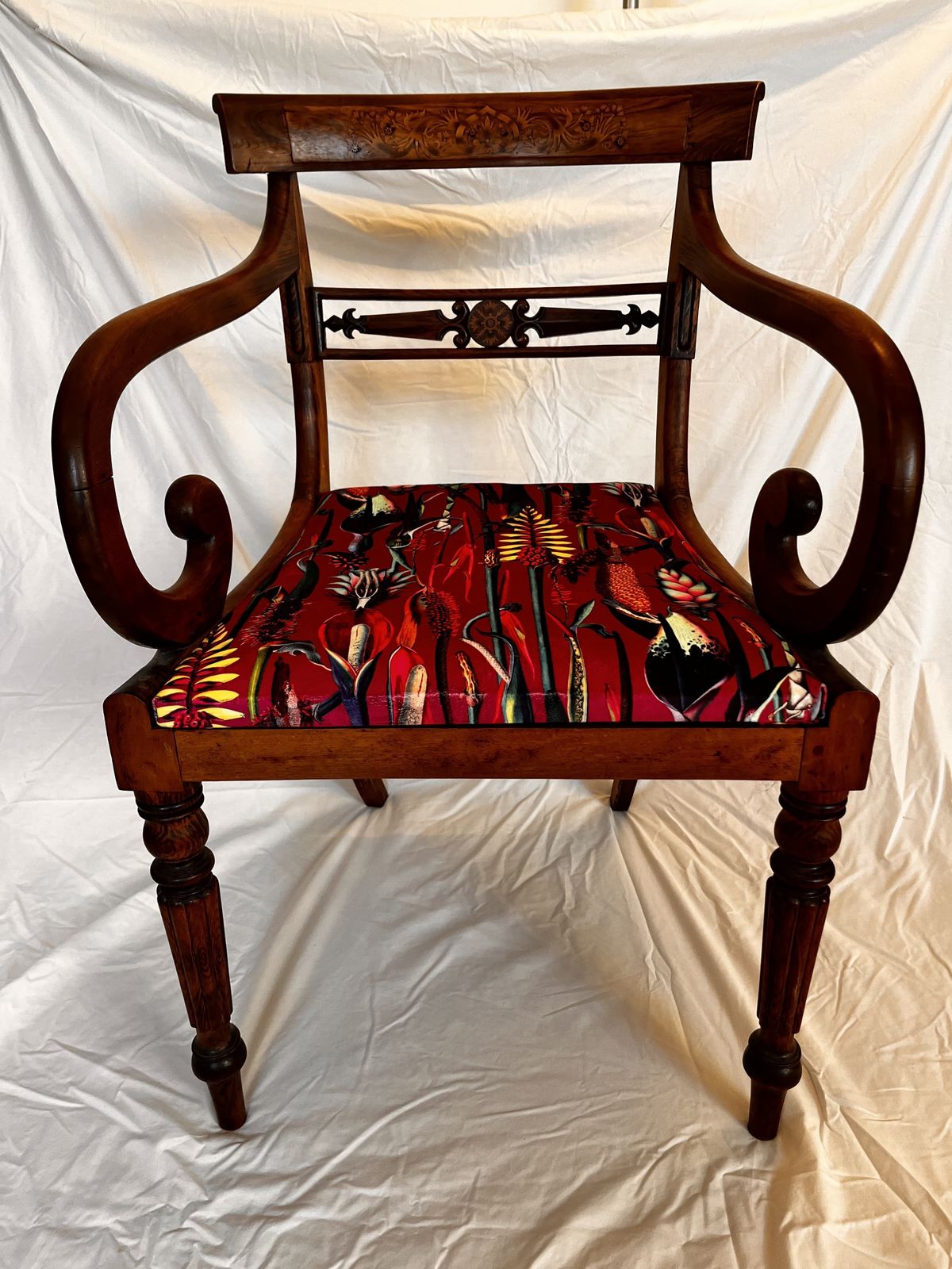 Regency Inlaid Simulated Rosewood Elbow Chair photo furniture