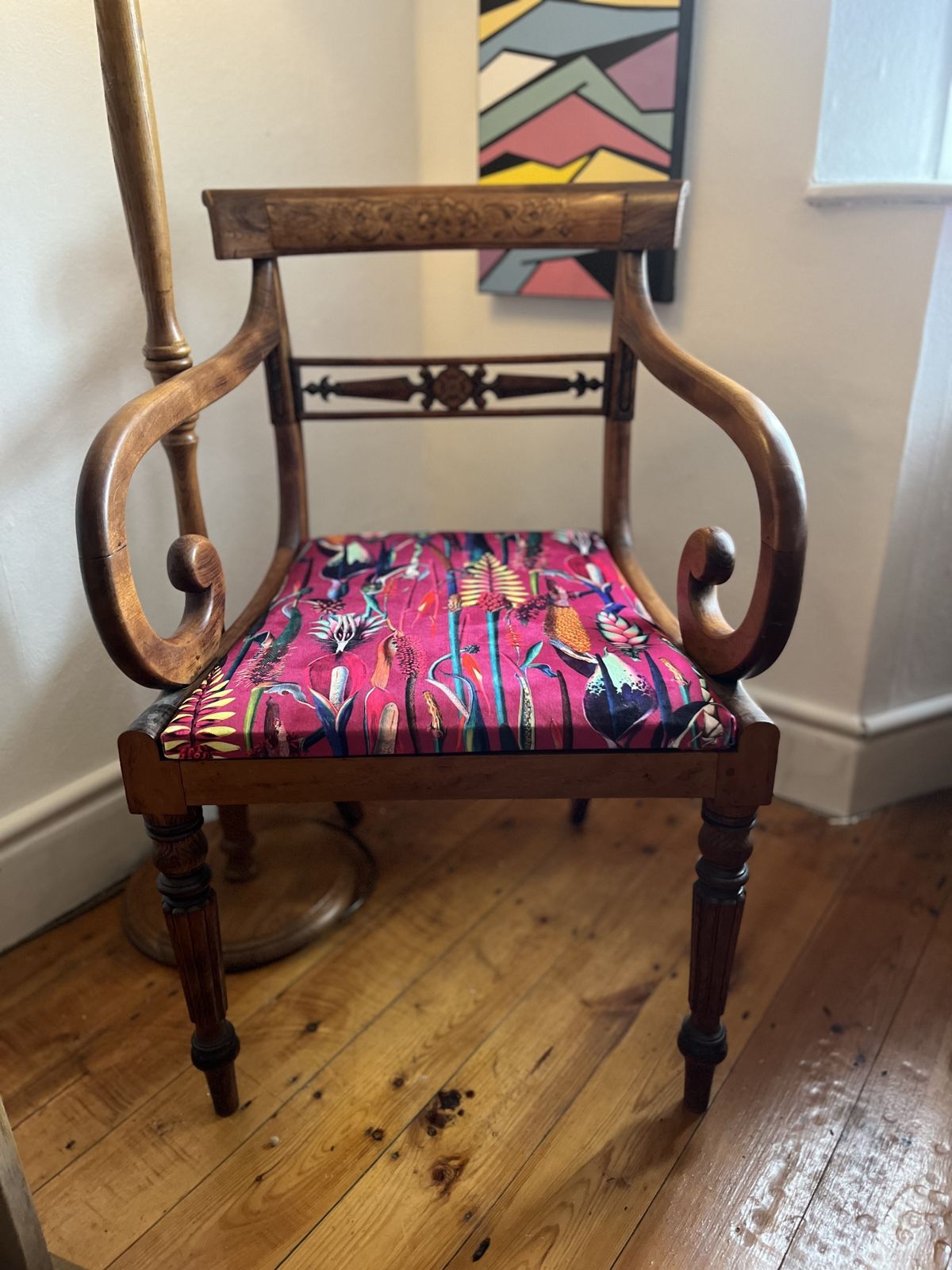 Regency Inlaid Simulated Rosewood Elbow Chair photo for sale