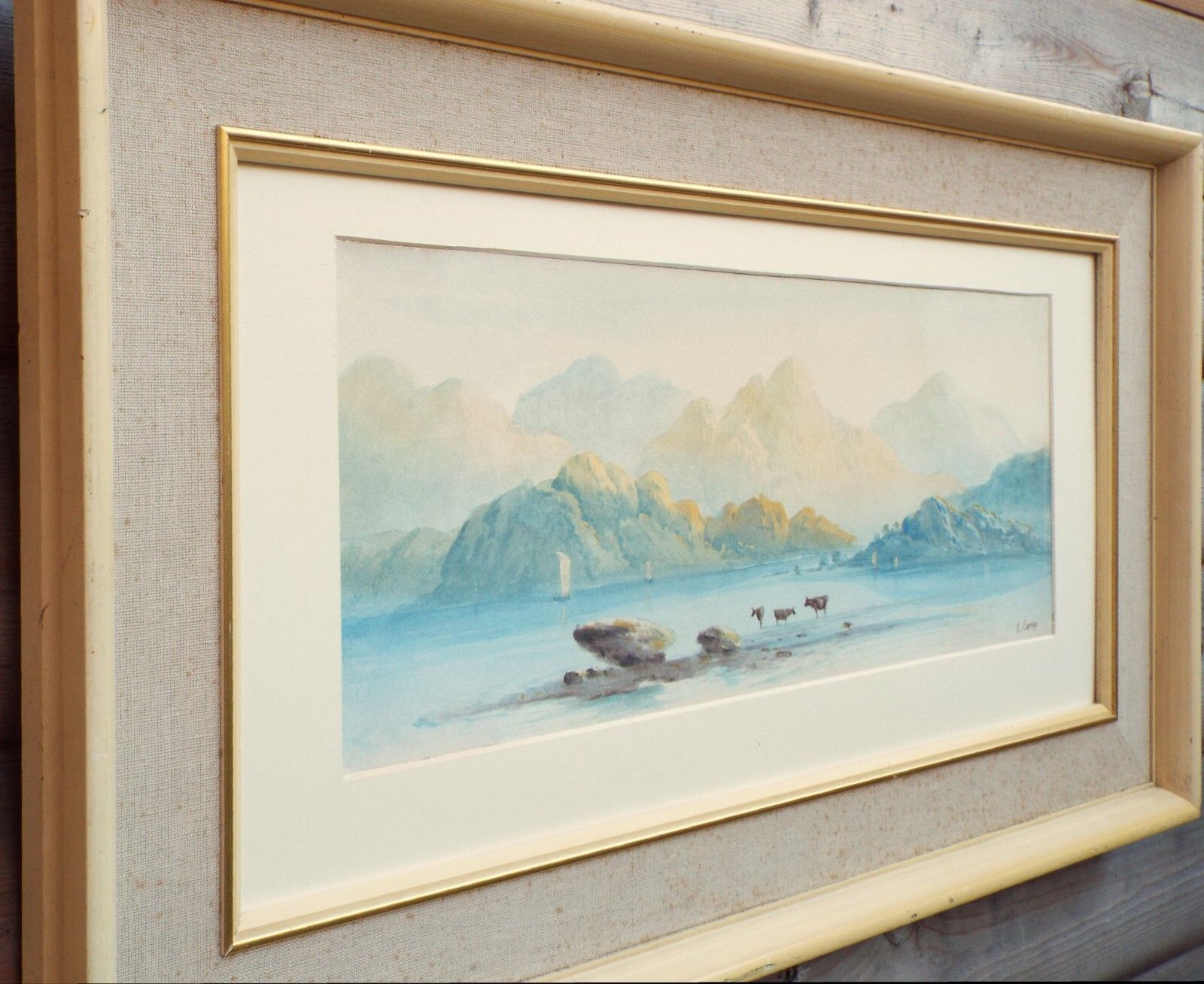 Victorian Watercolour, Framed Original Painting The Lake District By Edwin Earp photo vintage