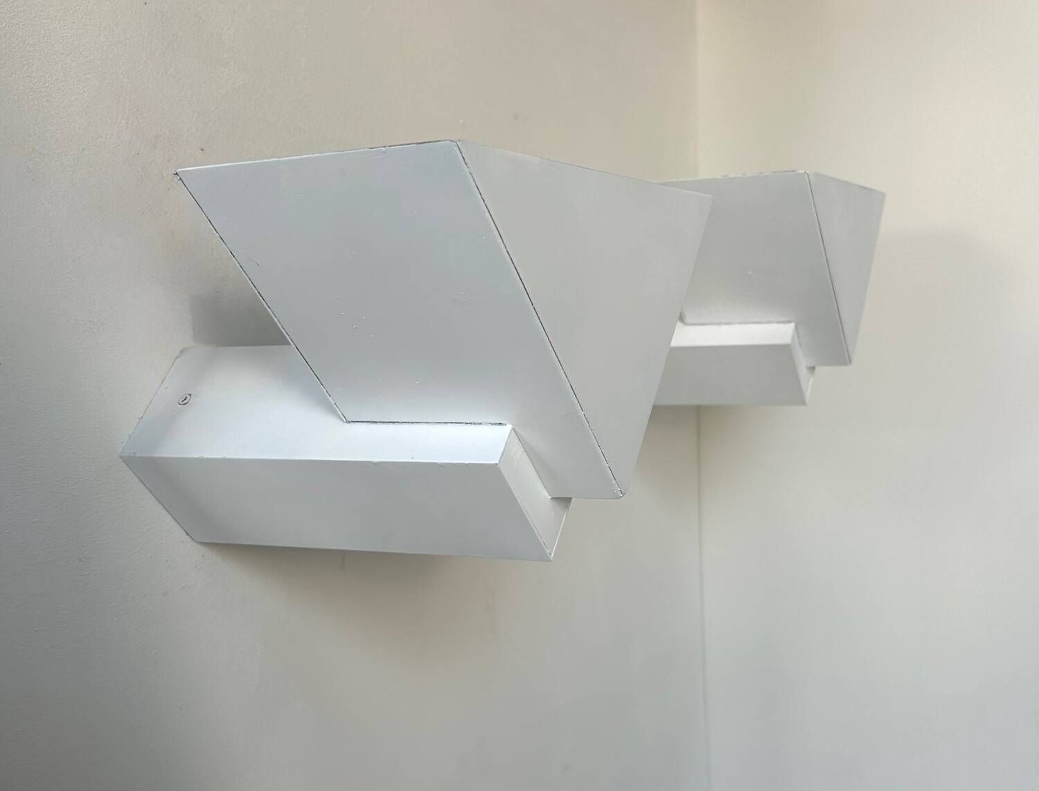 Pair Of Vintage Geometric Wall Lights, Matte White, France 1970 photo vinterior