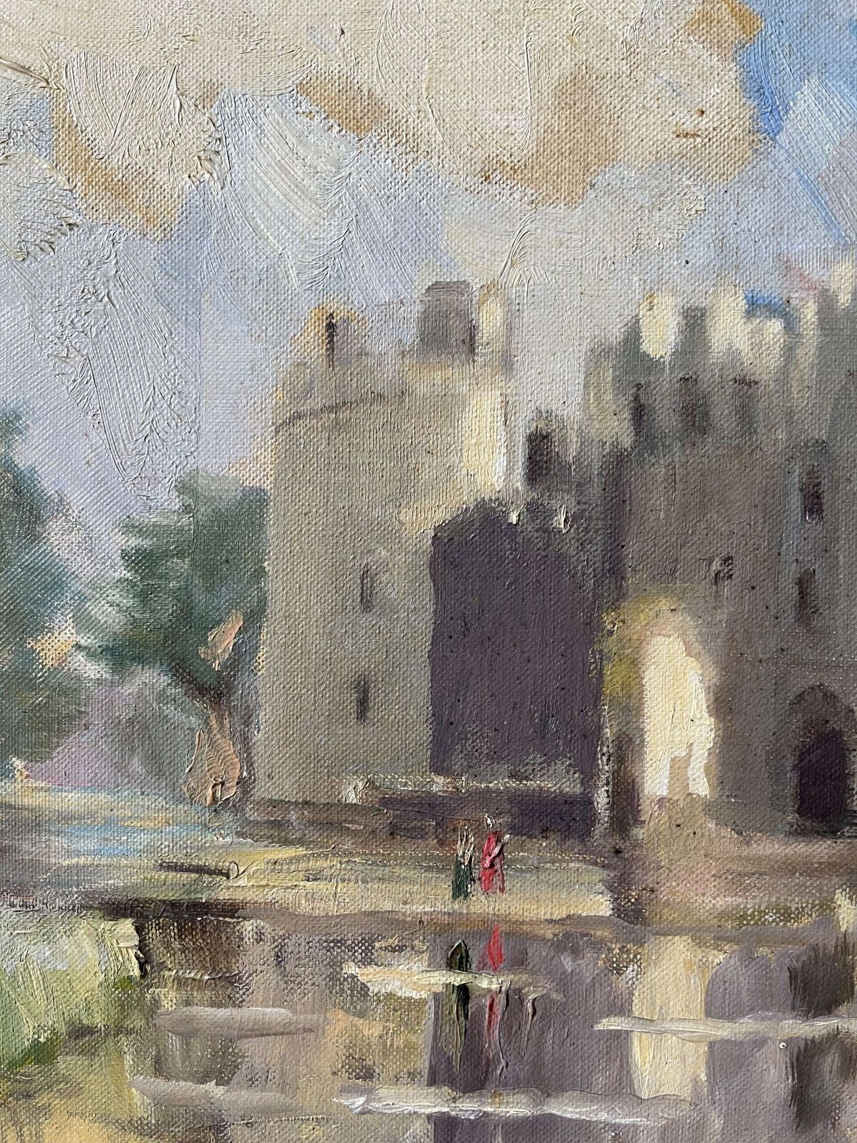 Vintage Oil Painting Of Bodiam Castle By P Johnson 1963 photo vintage