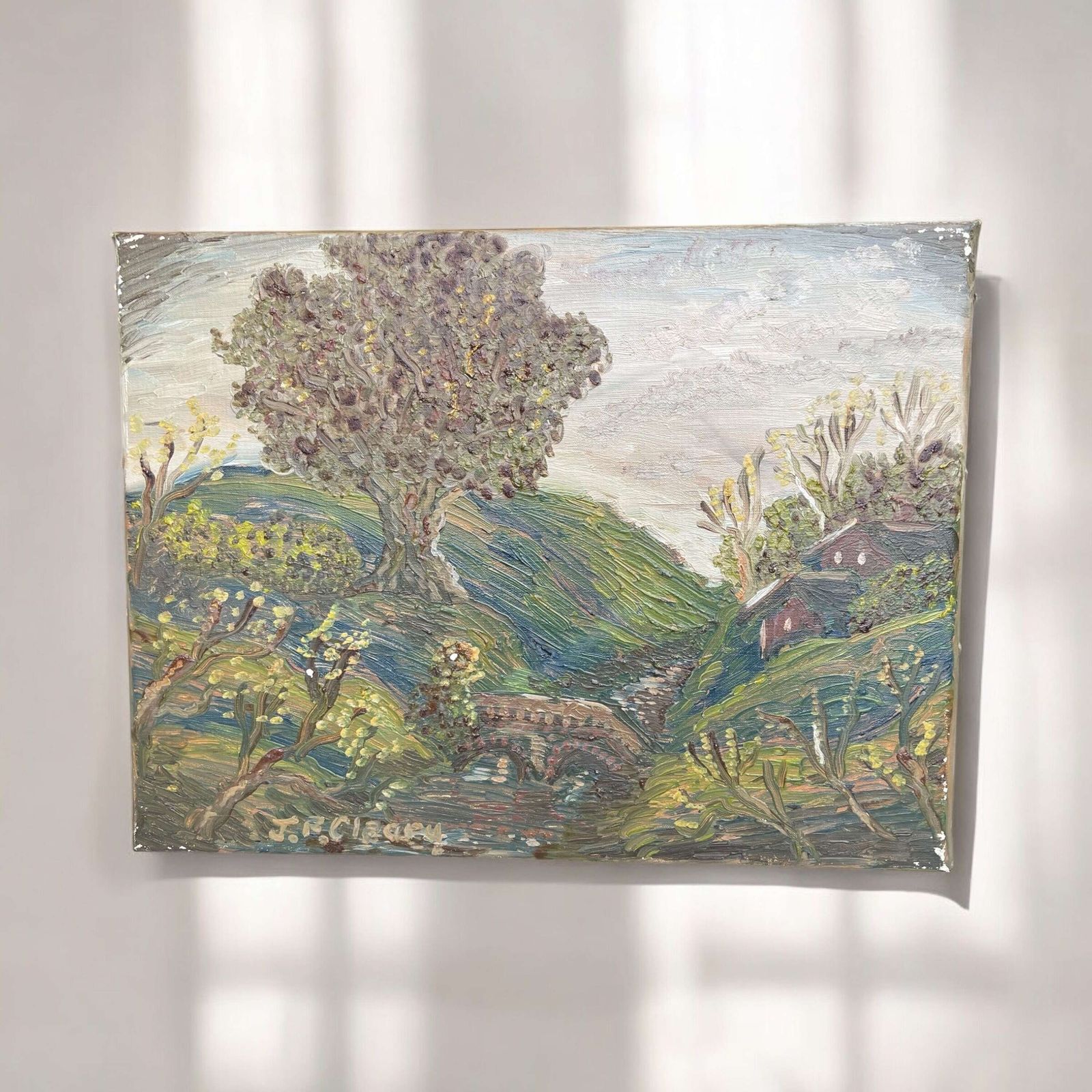Original Naive Oil Painting Landscape photo furniture