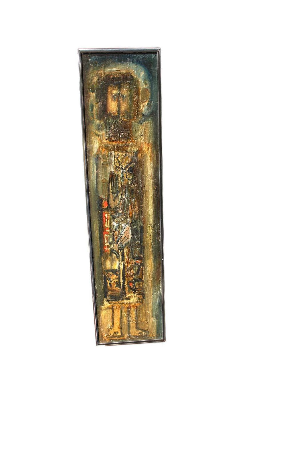 Art 1960s North African Abstract Expressionist Canvas Painting photo