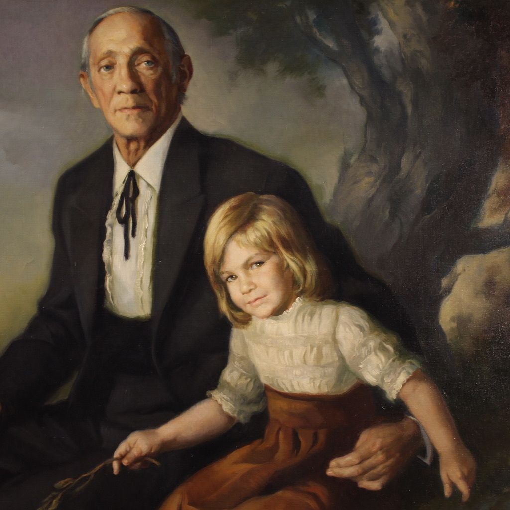 Great Family Portrait Painting Signed Francisco Ribera And Dated 1972 photo 4400.0