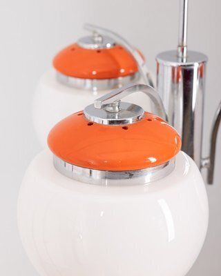 Vintage Italian Hanging Light In Orange Metal And Glass, Italian Design, 1970s photo for sale
