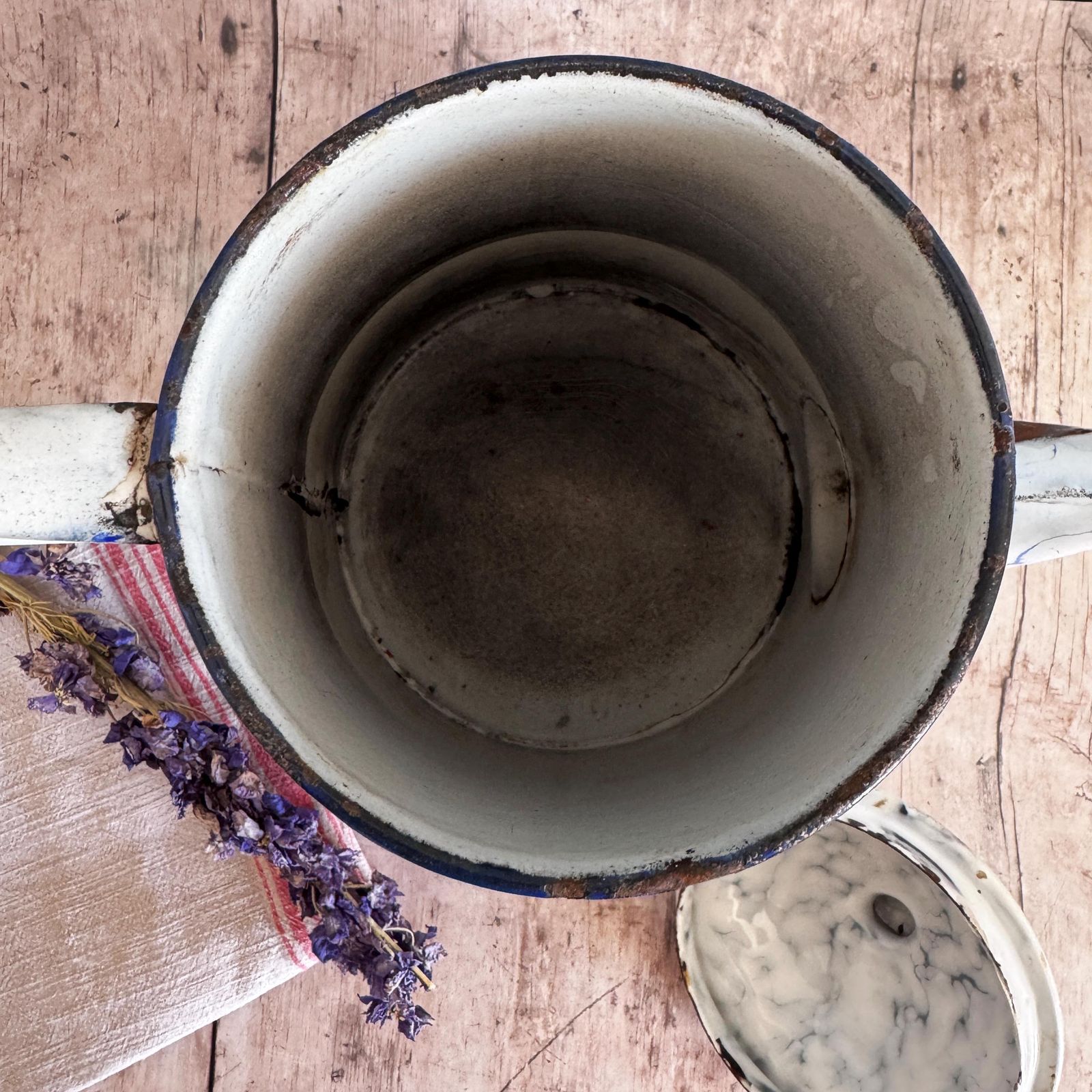 French Vintage Marbled Enamel Coffee Pot photo vinterior
