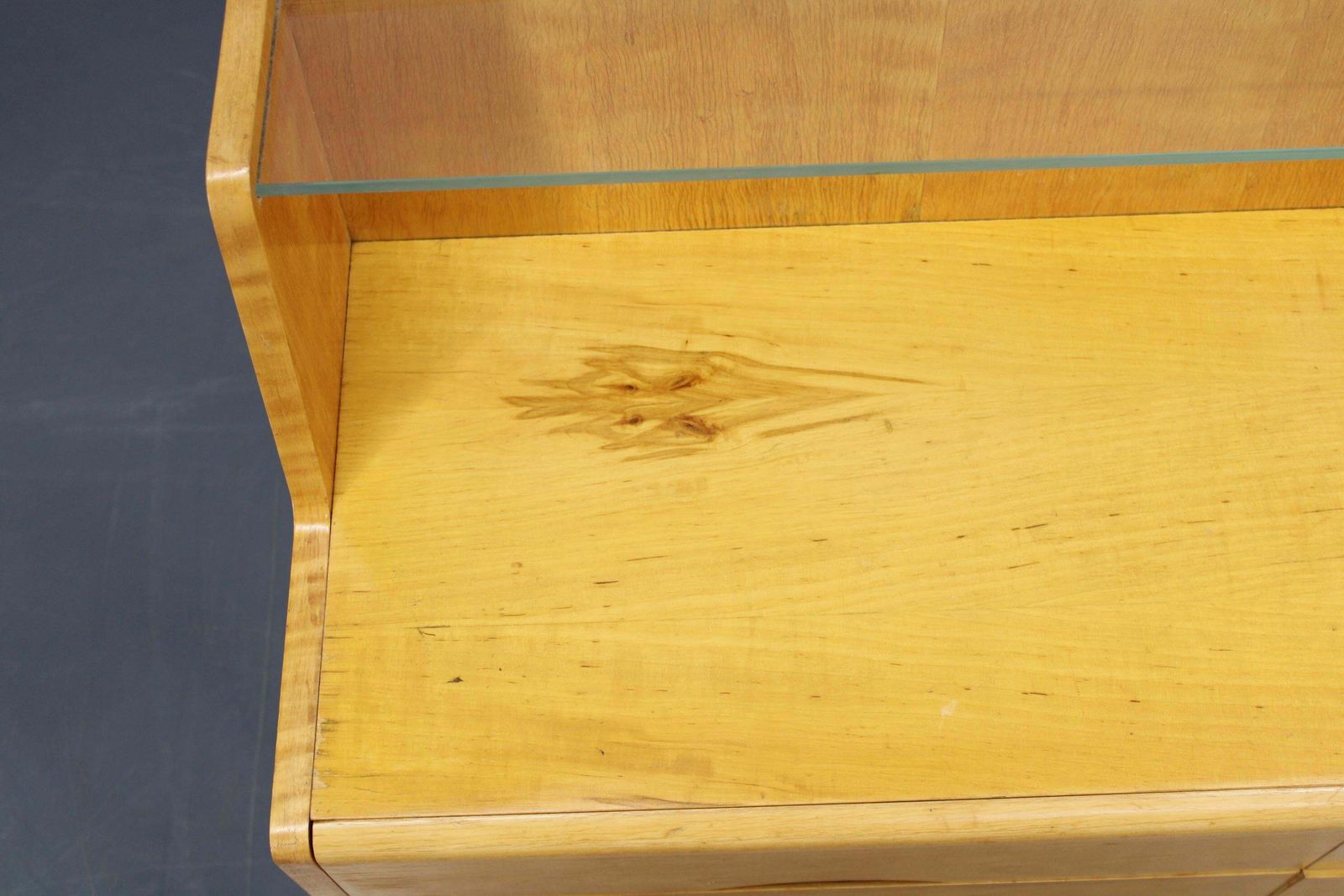 photo vintage 1960s Chest Of Drawers With Glass Shelf, Czechoslovakia