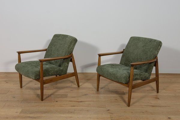 Set Of Mid Century Modern Gfm 64 Chairs By Edmund Homa For Gościcińskie Furniture Factory, 1960s photo furniture
