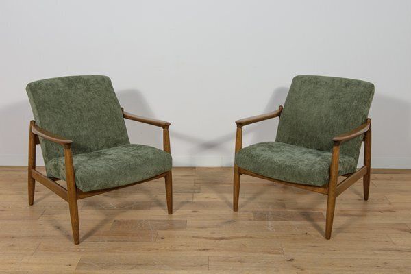 Set Of Mid Century Modern Gfm 64 Chairs By Edmund Homa For Gościcińskie Furniture Factory, 1960s photo for sale