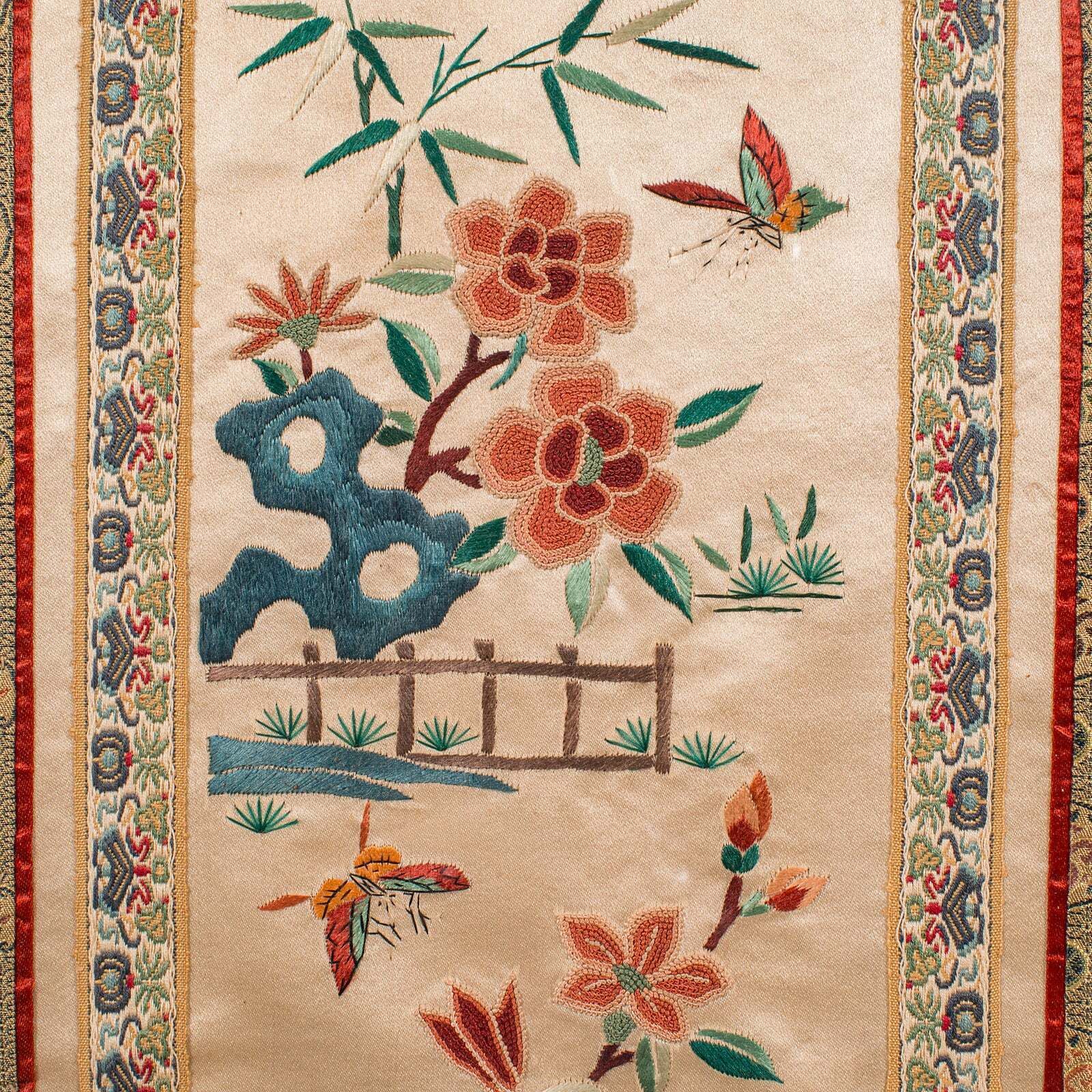 Vintage Embroidered Wall Display Panel, Chinese, Silk Cotton, Art Deco, C.1930 photo buy