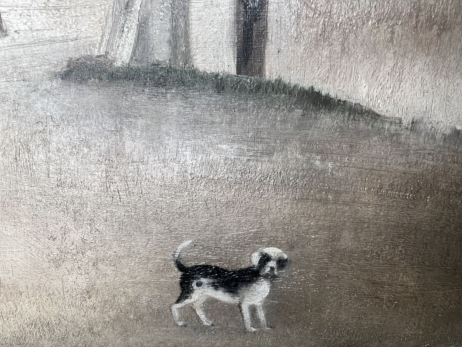 Dog And Houses, Oil On Canvas Landscape Painting photo 1058.0