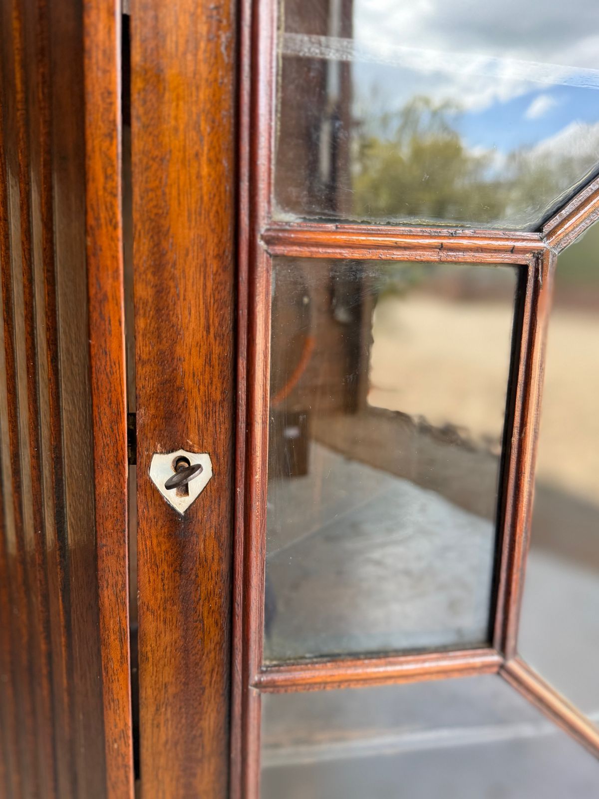 Late 19th Century Mahogany Antique Wall Hanging Corner Cabinet With Astragal Glazing photo for sale