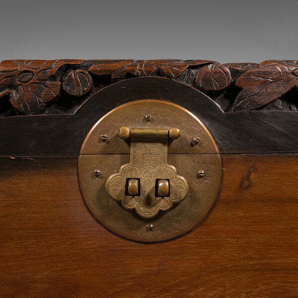 photo for sale Large Vintage Chinese Carved Chest, Camphorwood Linen Trunk, Art Deco, C.1930