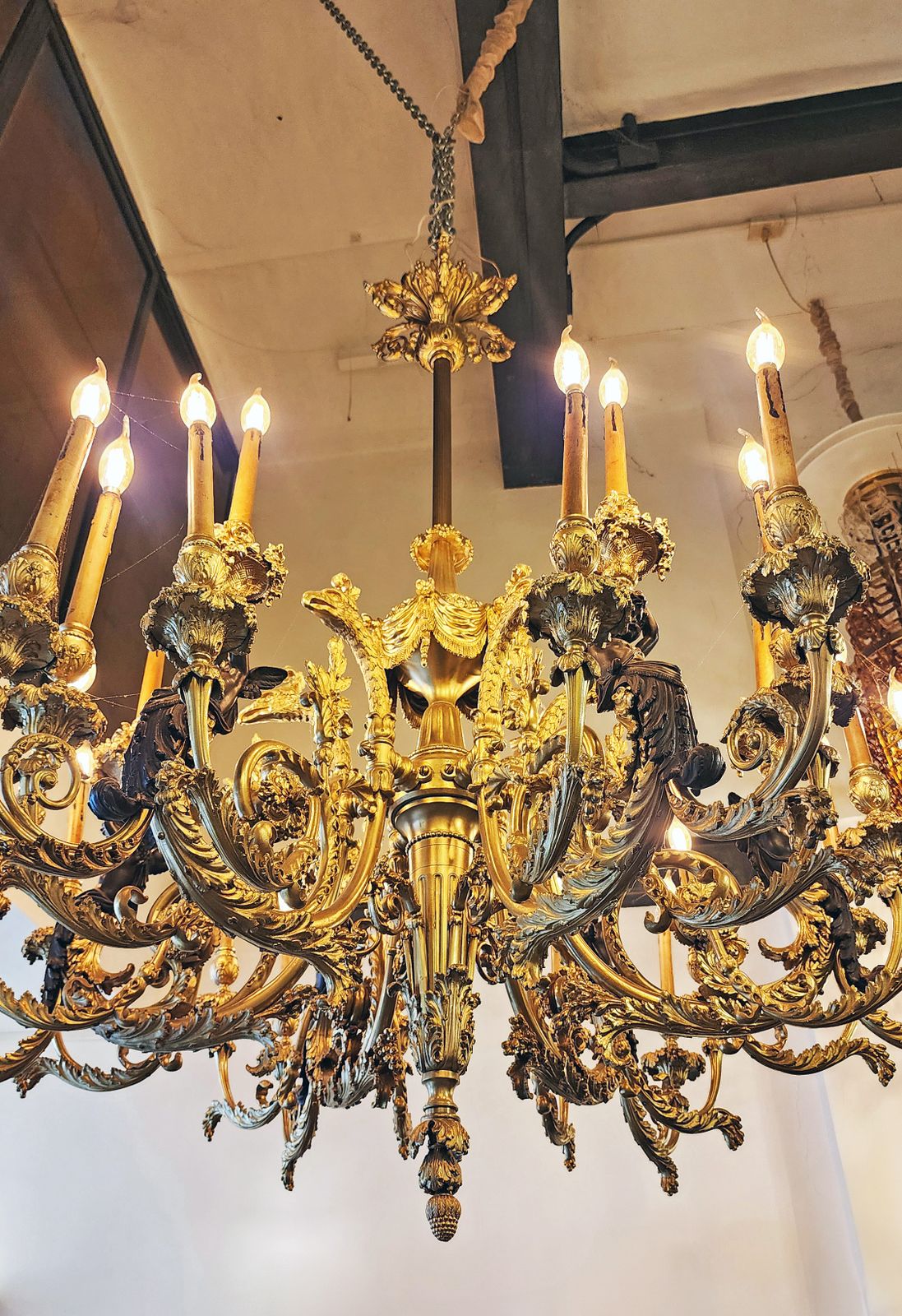 Late 19th Century French Napoleon III 24 Light Gilt Bronze Monumental Chandelier photo Lighting