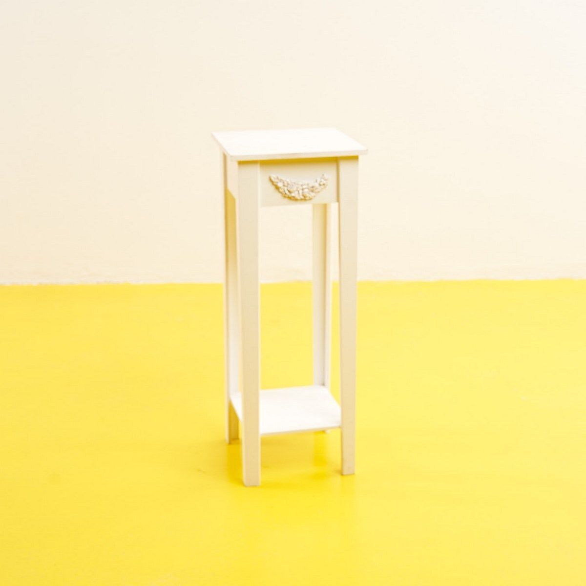 White Wooden Plant Stand Vase Column