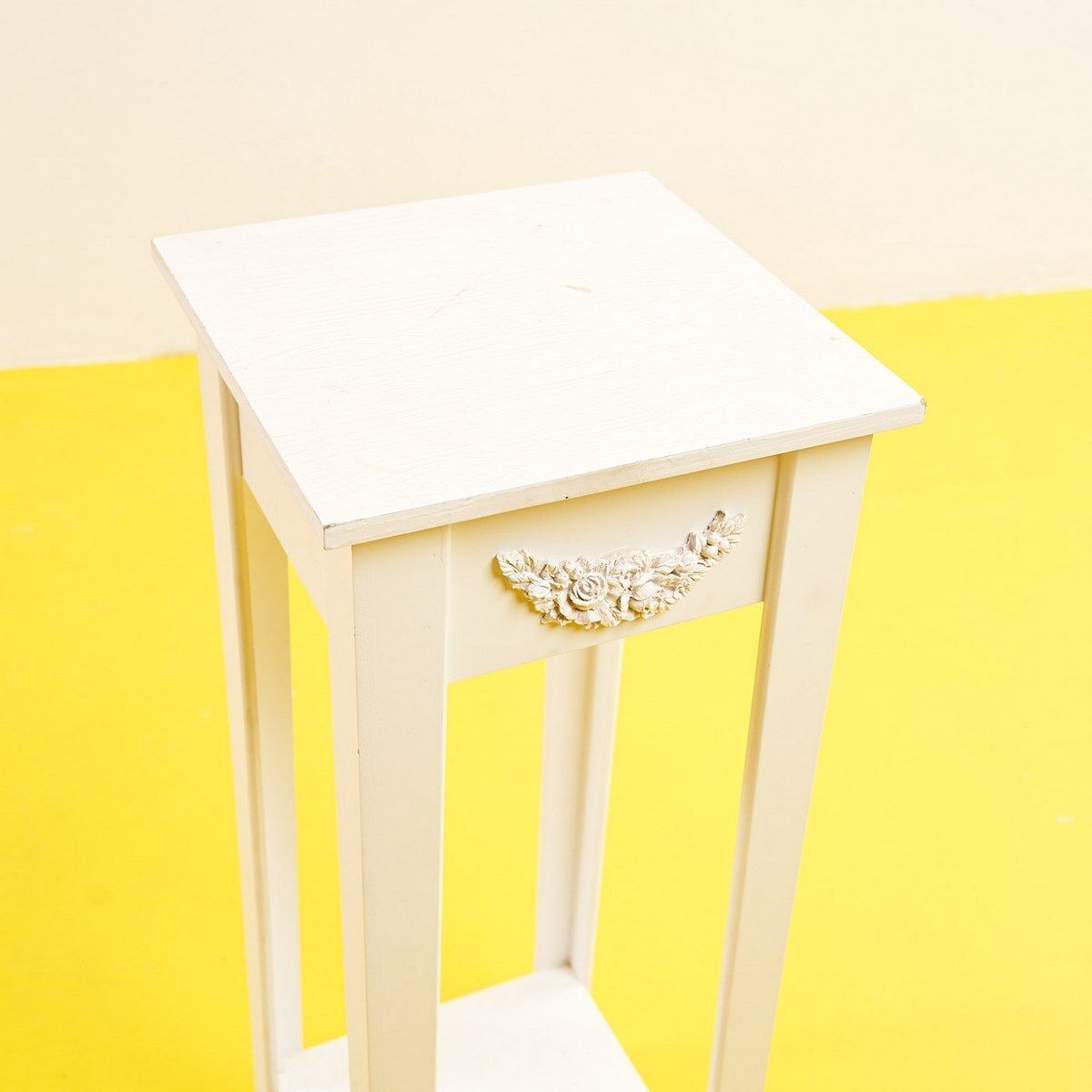 White Wooden Plant Stand Vase Column photo furniture