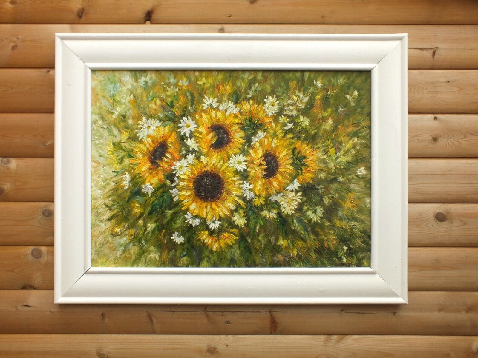 Sunflowers & Marguerites Original Flowers Floral Oil Painting Framed Andi  Lucas photo furniture