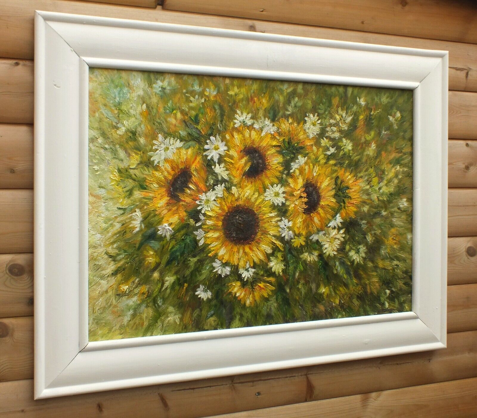 Sunflowers & Marguerites Original Flowers Floral Oil Painting Framed Andi  Lucas photo vinterior