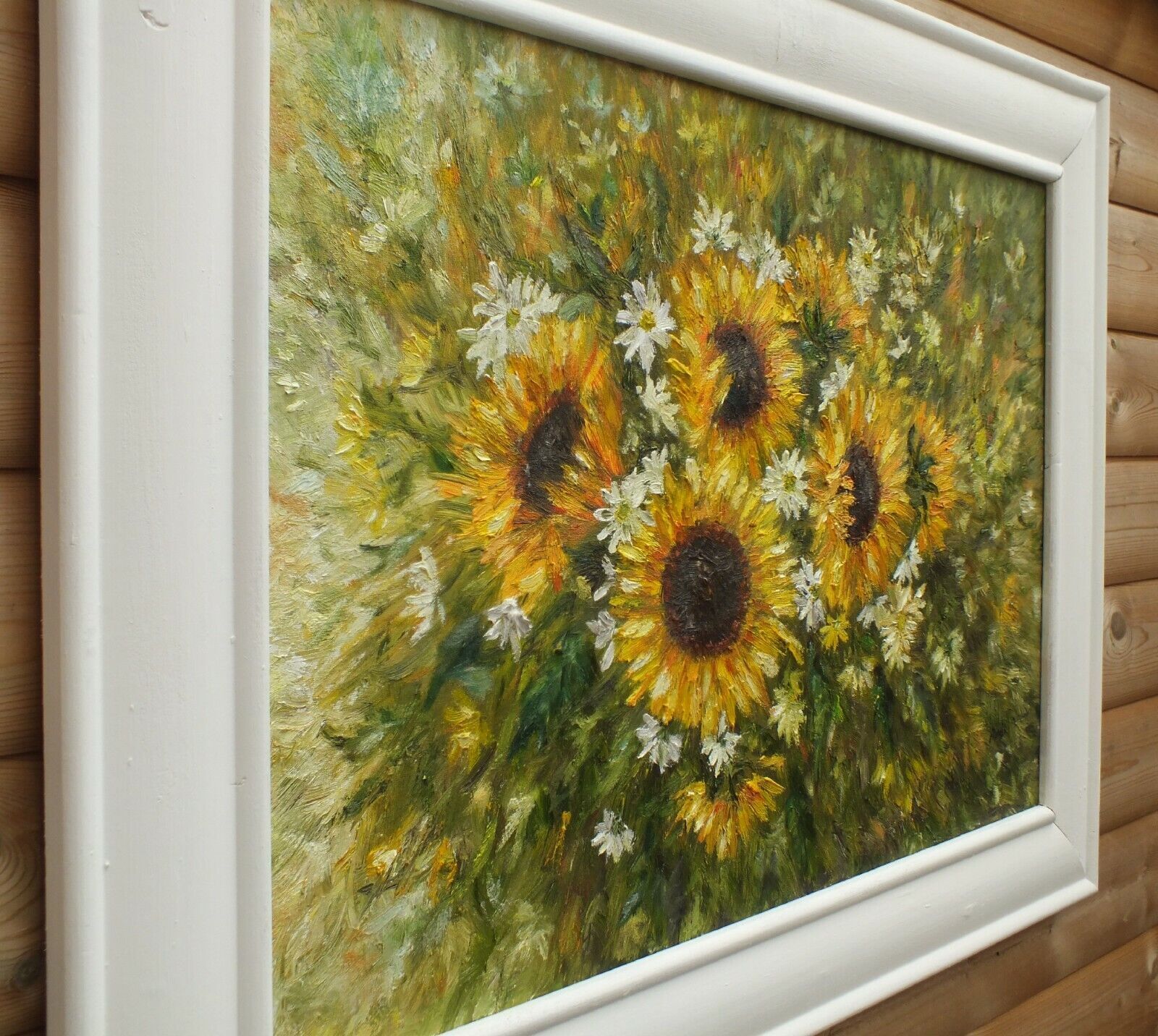 Sunflowers & Marguerites Original Flowers Floral Oil Painting Framed Andi  Lucas photo vintage