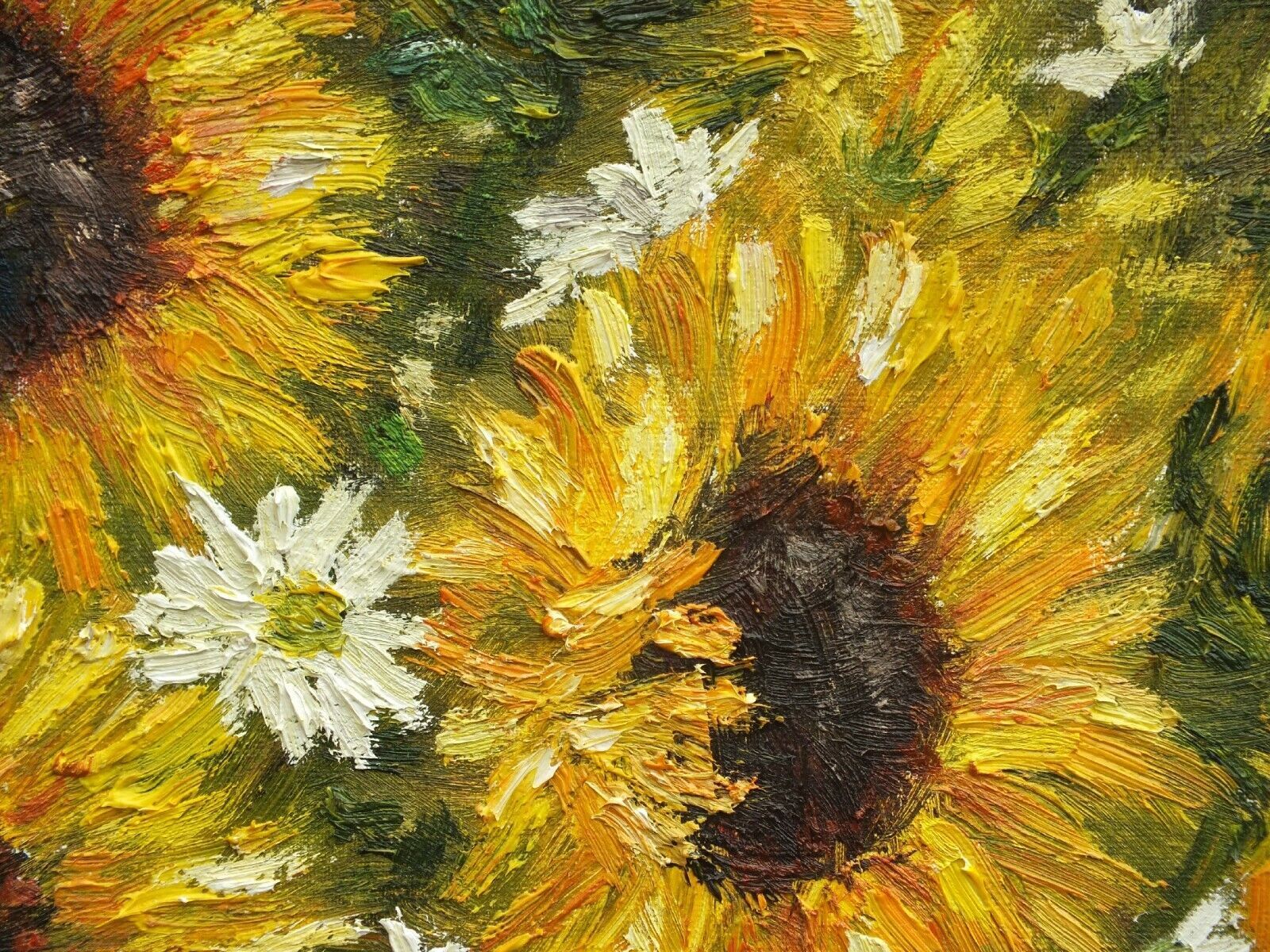 photo furniture Sunflowers & Marguerites Original Flowers Floral Oil Painting Framed Andi  Lucas