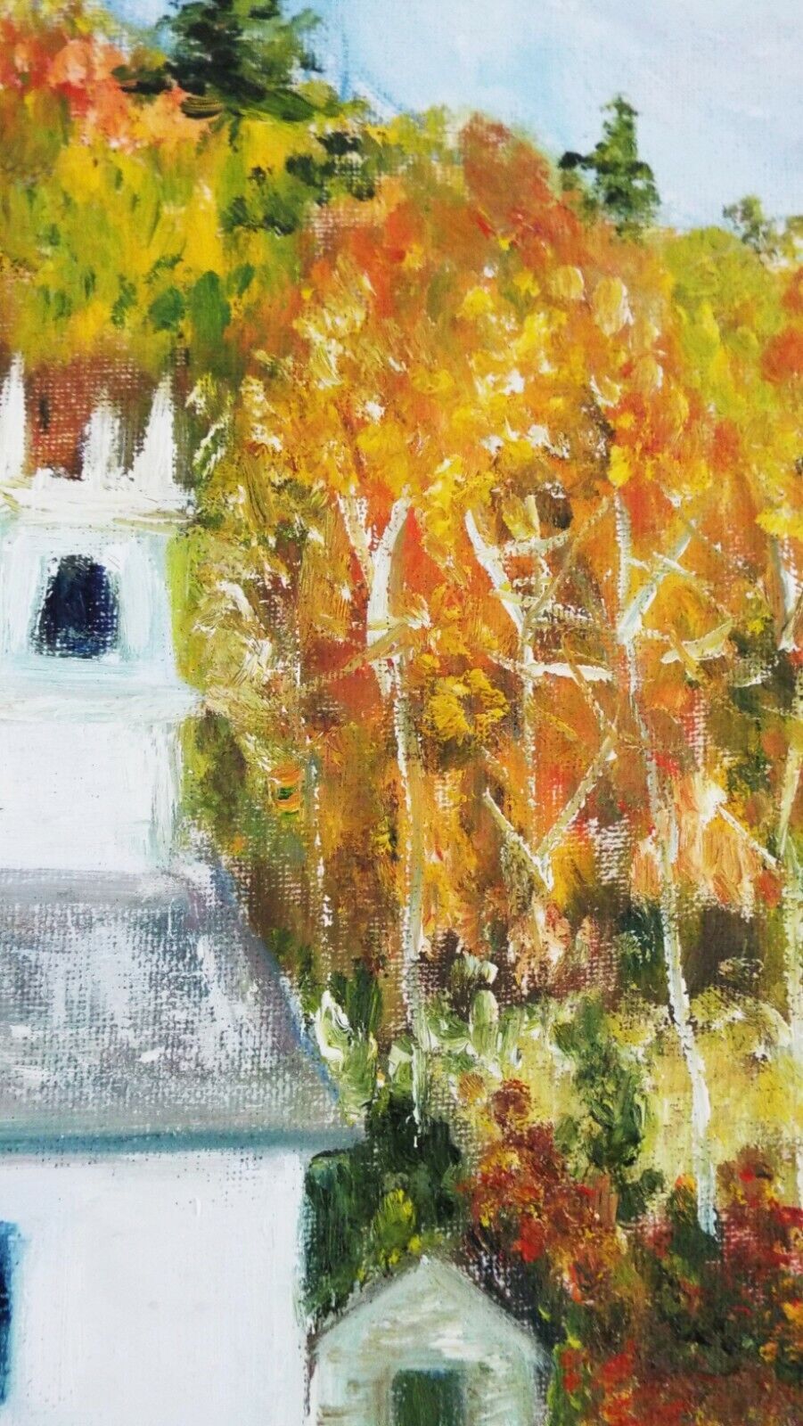Vermont Church Autumn Forest Landscape Oil Painting Signed Framed Andi J Lucas photo Art
