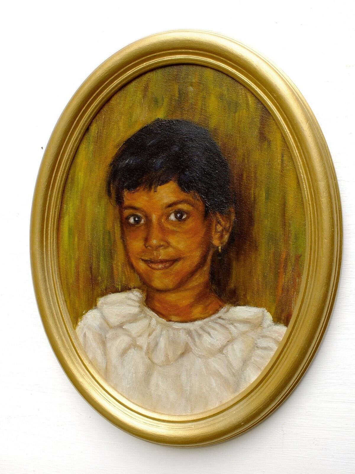 Young Indian Girl  Portrait Oil Painting Signed Framed Original Andi J Lucas photo for sale
