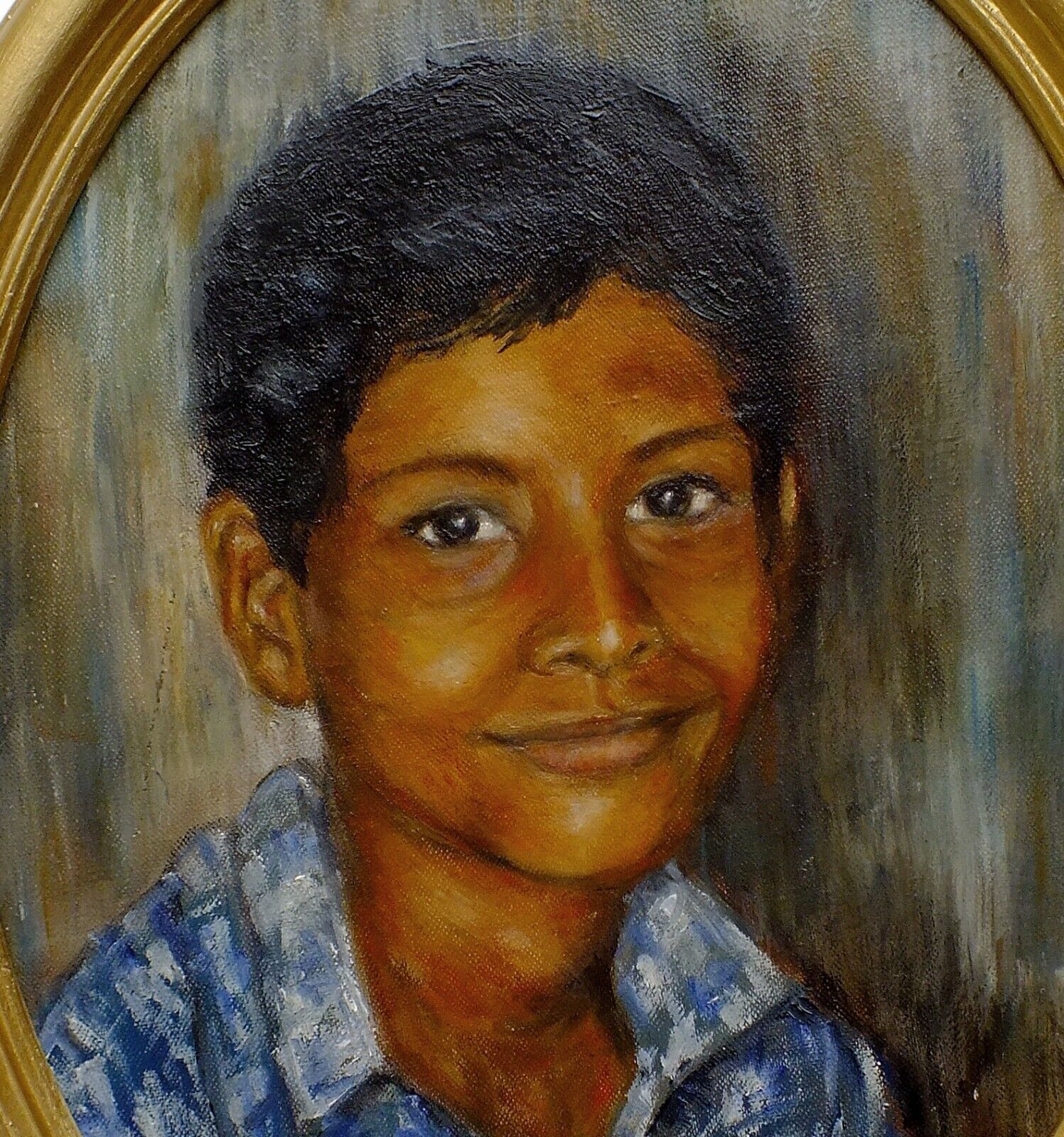 Young Indian Boy Child Portrait Oil Painting Signed Framed Original Andi J Lucas photo 508.0