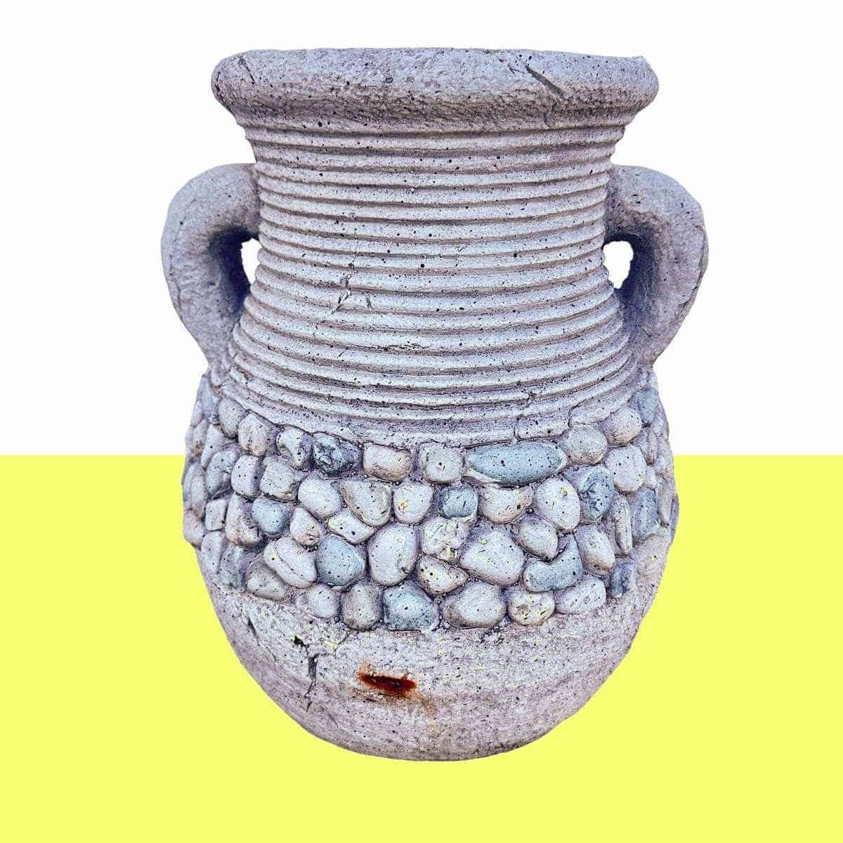 Vase With Unique Stone Texture And Rustic Details, Perfect For Adding Character To The Garden.