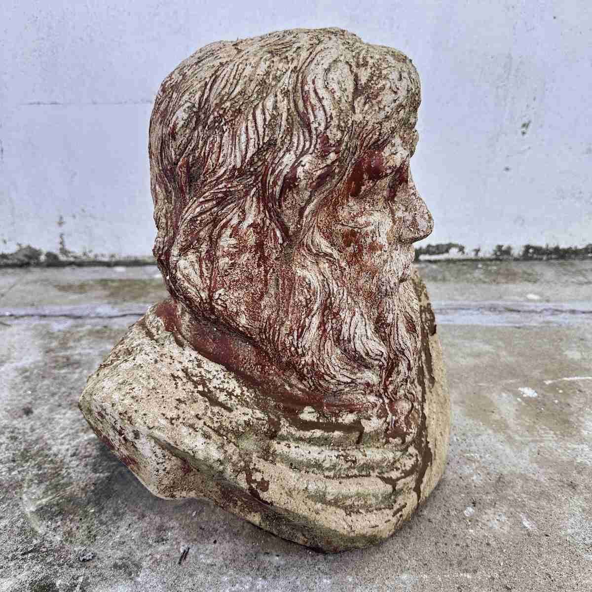 Classic Stone Bust With Artistic Details, A Piece Of Decoration For Indoors Or Outdoors. photo for sale