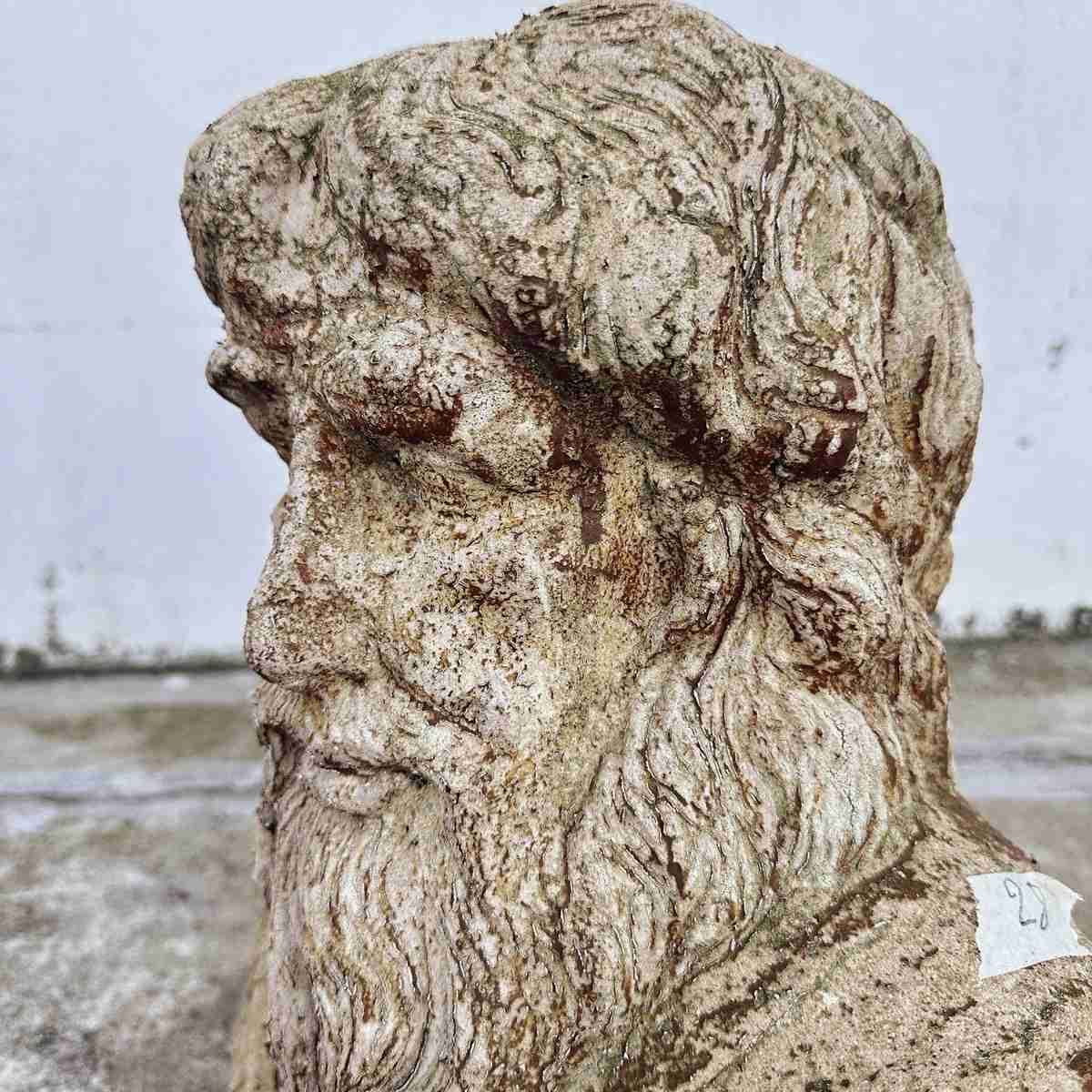 Classic Stone Bust With Artistic Details, A Piece Of Decoration For Indoors Or Outdoors. photo 215.0