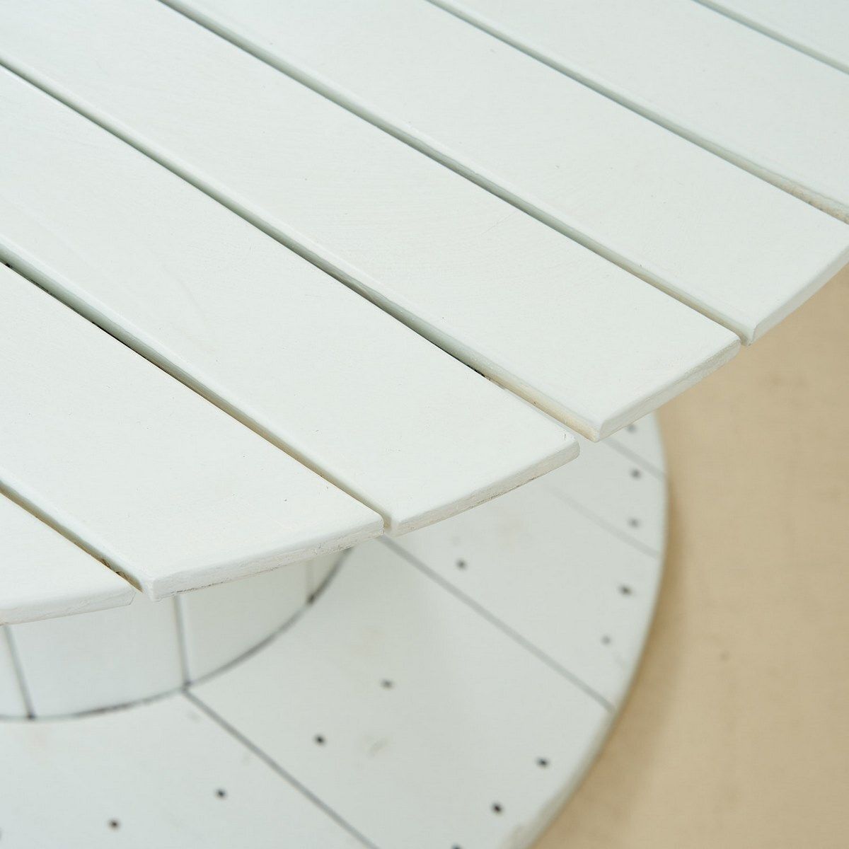 White Reel Wood Outdoor Table, 1990s photo Garden Furniture