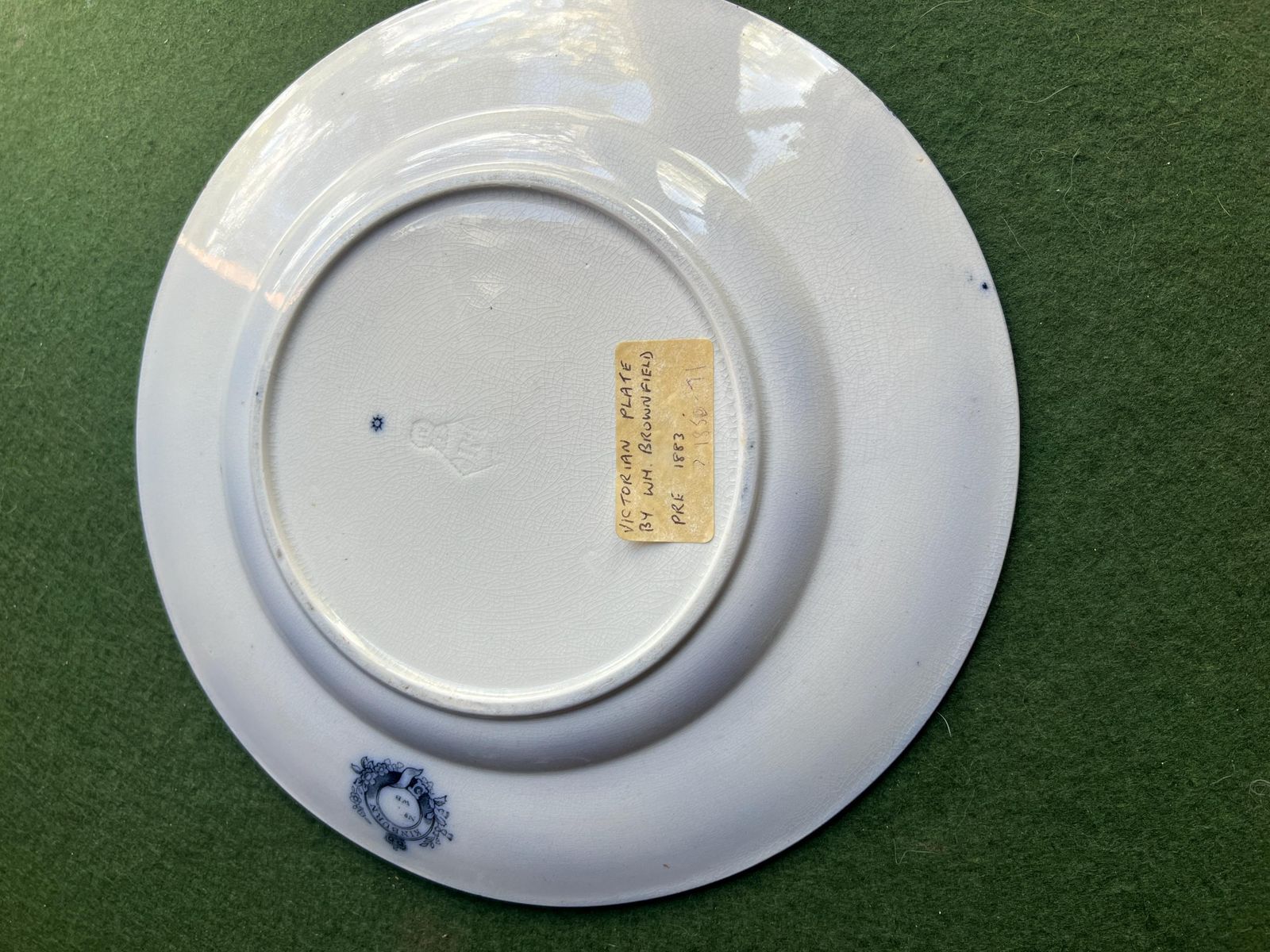 Antique Dinner Serving Plate. Floral Design Blue Red Flowers Victorian Pre 1883 Stamped Kinburn Attributed To Wh Brownfield And Sons.H photo Home Decor